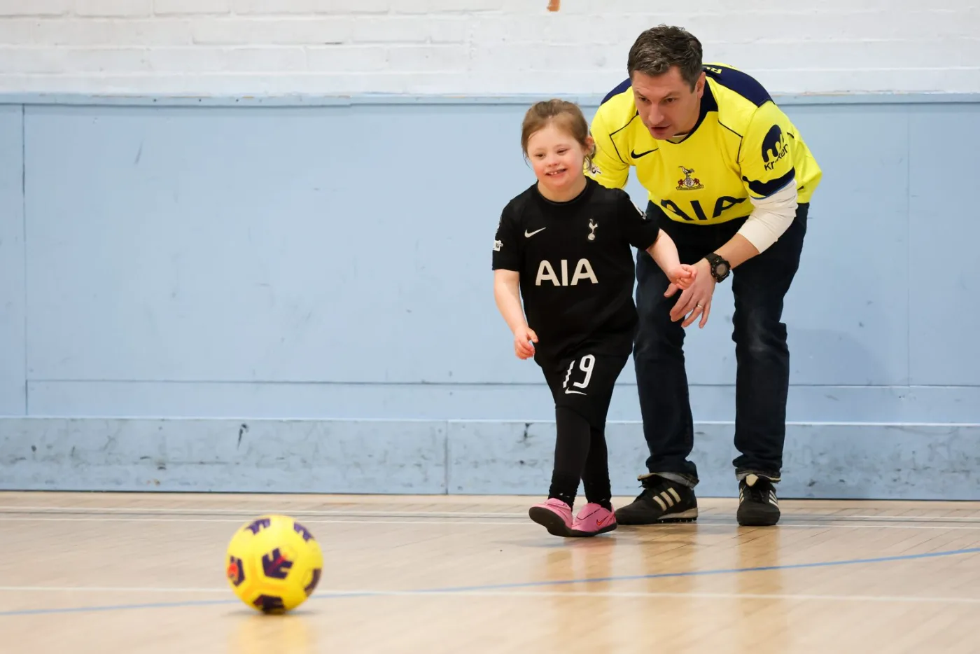 Lily, 6, at an adapted football session in Tottenham